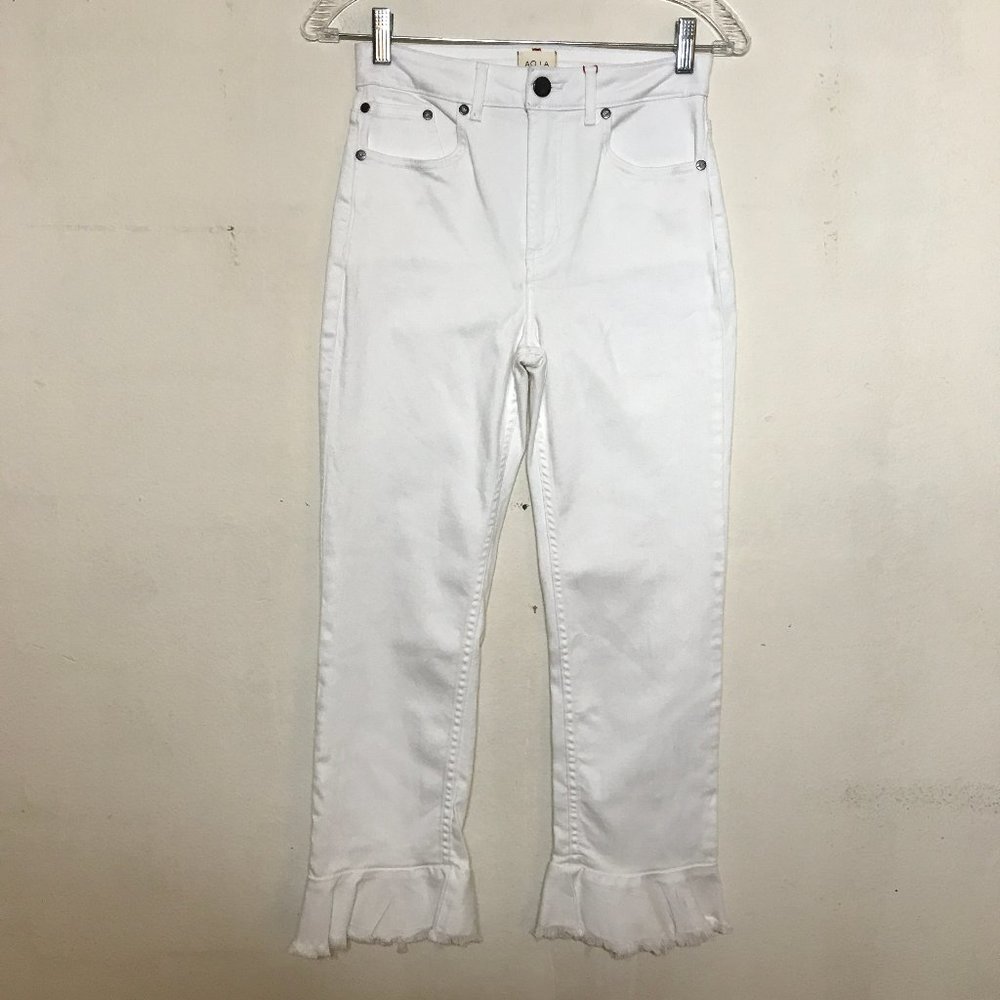 NEW! Alice & Olivia AO.LA Zoe Ruffled Hem 10.5" High Waist Jeans Size 27